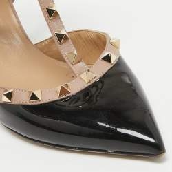 Pre Owned Valentino Black  Patent and Leather Rockstud  Pumps Size 37