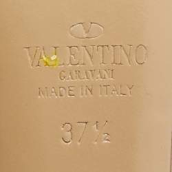 Pre Owned Valentino Beige Leather Rockstud Pumps Size 37.5