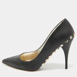 Valentino Black Leather Rockstud Pumps Size 40.5