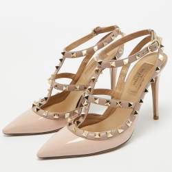 Valentino Beige Patent Rockstud Pumps Size 36.5