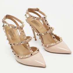 Valentino Beige Patent Rockstud Pumps Size 36.5