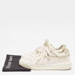 Pre Owned Valentino White Leather  One Stud Law Top Sneakers Size 39