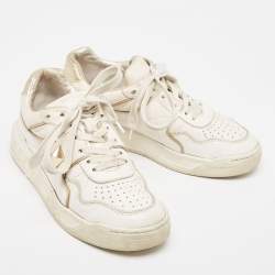 Pre Owned Valentino White Leather  One Stud Law Top Sneakers Size 39