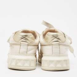 Pre Owned Valentino White Leather  One Stud Law Top Sneakers Size 39