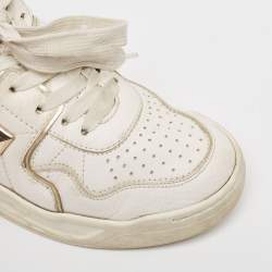 Pre Owned Valentino White Leather  One Stud Law Top Sneakers Size 39
