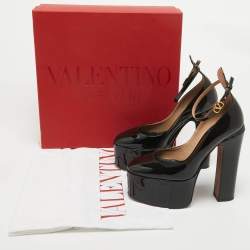 Valentino Black Patent Tango Platform Pumps Size 37.5