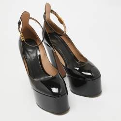 Valentino Black Patent Tango Platform Pumps Size 37.5