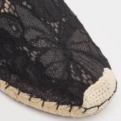 Pre Owned Valentino Black Lace and Mesh Espadrille Flats Size 40