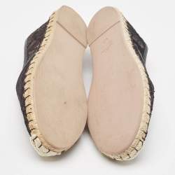 Pre Owned Valentino Black Lace and Mesh Espadrille Flats Size 40