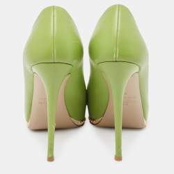 Valentino Green Leather Spike Platform Round Toe Pumps Size 37