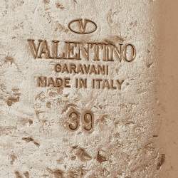 Pre Owned Valentino Black Leather Rockstud Flat Slides Size 39