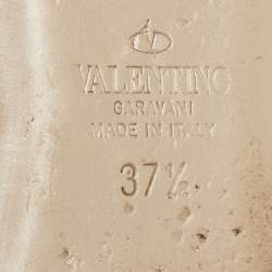 Pre Owned Valentino Pink Leather Rockstud Strappy Flat Mules Size 37.5