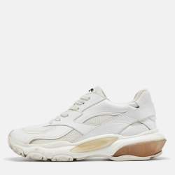 Pre Owned Valentino White Leather and Mesh Low Top Sneakers Size 38