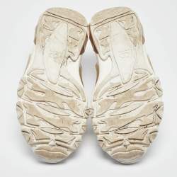 Pre Owned Valentino White Leather and Mesh Low Top Sneakers Size 38