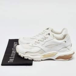 Pre Owned Valentino White Leather and Mesh Low Top Sneakers Size 38
