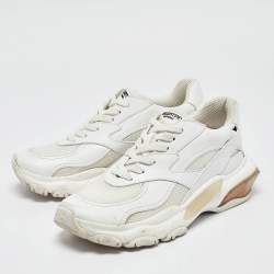 Pre Owned Valentino White Leather and Mesh Low Top Sneakers Size 38