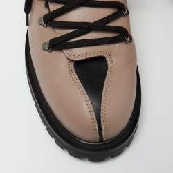 Pre Owned Valentino Dusty Pink/Black Leather Fur Lined Ankle Boots Size 39