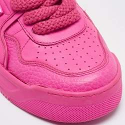 Pre Owned Valentino Neon Pink Leather One Stud XL Sneakers Size 38
