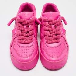 Pre Owned Valentino Neon Pink Leather One Stud XL Sneakers Size 38