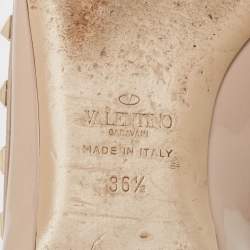 Pre Owned Valentino Beige Patent Leather Rockstud Ballet Flats Size 36.5