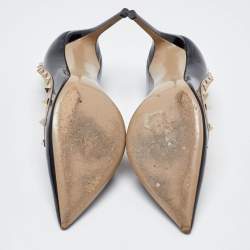 Pre Owned Valentino Black/Pink Patent Leather Rockstud Pumps Size 38.5