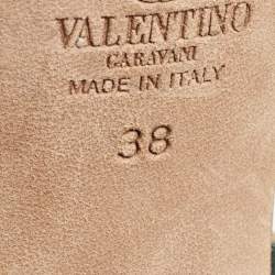 Pre Owned Valentino Dark Green Leather Rolling Rockstud Ankle Strap Sandals Size 38