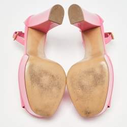 Pre Owned Valentino Pink Patent Leather One Stud Platform Sandals Size 41