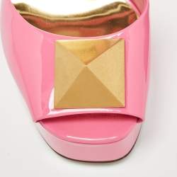 Pre Owned Valentino Pink Patent Leather One Stud Platform Sandals Size 41