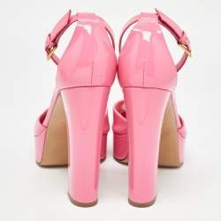 Pre Owned Valentino Pink Patent Leather One Stud Platform Sandals Size 41