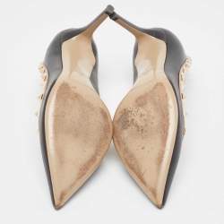 Pre Owned Valentino Black Leather Rockstud Pointed Toe Pumps Size 36