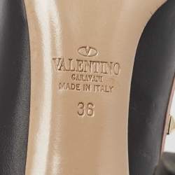 Pre Owned Valentino Black Leather Rockstud Pointed Toe Pumps Size 36