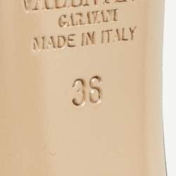 Pre Owned Valentino Black Leather Rockstud Open Toe Block Heel Ankle Strap Sandals Size 36