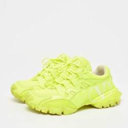 Pre Owned Valentino Green Leather and Mesh Climbers Sneakers Size 39.5