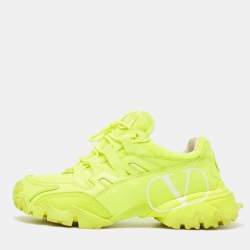 Pre Owned Valentino Green Leather and Mesh Climbers Sneakers Size 39.5