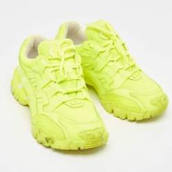 Pre Owned Valentino Green Leather and Mesh Climbers Sneakers Size 39.5