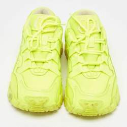 Pre Owned Valentino Green Leather and Mesh Climbers Sneakers Size 39.5