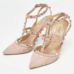 Valentino Dusty Pink Suede and Leather Rockstud Pumps Size 38