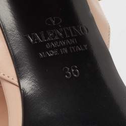 Pre Owned Valentino Pink Leather Roman Stud Block Heel Ankle Strap Sandals Size 36