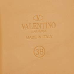 Pre Owned Valentino Dusty Pink Leather Metal Vlogo Detail Espadrille Flats Size 38