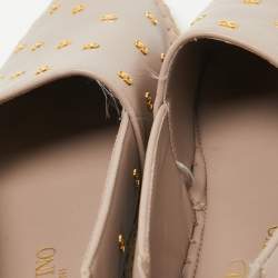 Pre Owned Valentino Dusty Pink Leather Metal Vlogo Detail Espadrille Flats Size 38