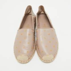 Pre Owned Valentino Dusty Pink Leather Metal Vlogo Detail Espadrille Flats Size 38