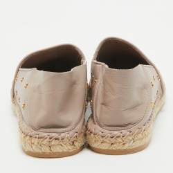 Pre Owned Valentino Dusty Pink Leather Metal Vlogo Detail Espadrille Flats Size 38