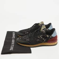 Pre Owned Valentino Multicolor Suede and Lace Rockrunner Sneakers Size 39 
