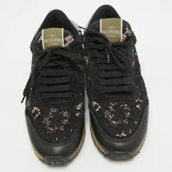 Pre Owned Valentino Multicolor Suede and Lace Rockrunner Sneakers Size 39 