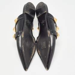 Pre Owned Valentino Black Leather Roman Stud Mules Size 40