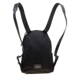 Valentino Black Canvas Embroidered Butterfly Backpack 
