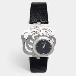 Valentino Black Stainless Steel Lizard Leather Rosier Baselworld V55 Women's Wristwatch 40 mm