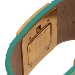 Valentino Aqua Green Gold Tone Stainless Steel Swarovski Crystal Python Leather Women's Wristwatch 39 mm