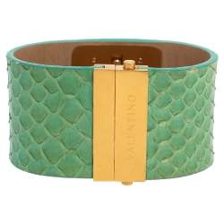 Valentino Aqua Green Gold Tone Stainless Steel Swarovski Crystal Python Leather Women's Wristwatch 39 mm