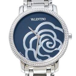 Pre Owned Valentino Black Stainless Steel V56 Women's Wristwatch 36 mm